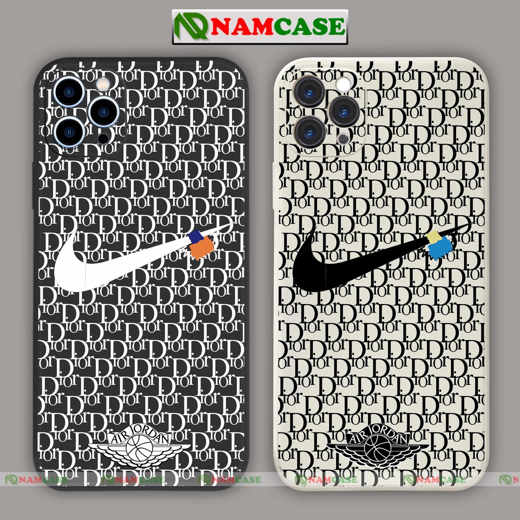 Ốp lưng iPhone nike dior cạnh viền vuông silicon mềm dẻo bảo vệ camera iphone 6/6s/7/8/X/XS/XR/11/12/13 Pro Plus cute