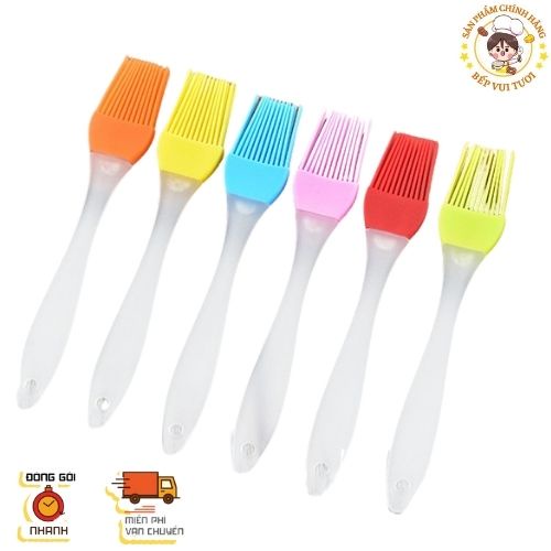 Chổi quét dầu ăn, cọ quét bề mặt bánh bằng silicon cán trong size 16cm màu ngẫu nhiên