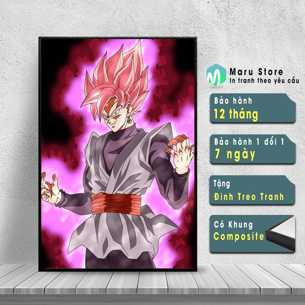 Tranh Goku Black Treo tường Cực Ngầu có khung Composite