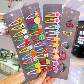 SET 10 CÁI KẸP TÓC MÁI CHO BÉ GÁI HOA QUẢ MÀU CUTE