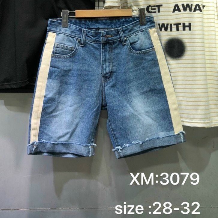 Quần short jean nam cao cấp chất bò phối sọc mẫu mới nhất cao cấp AHFASHION | BigBuy360 - bigbuy360.vn