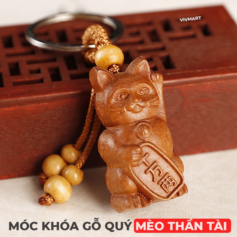 ✅ MÓC KHÓA MÈO THẦN TÀI BẰNG GỖ QUÝ - TÀI LỘC, THỊNH VƯỢNG, BÌNH AN TRÊN MỖI CUNG ĐƯỜNG