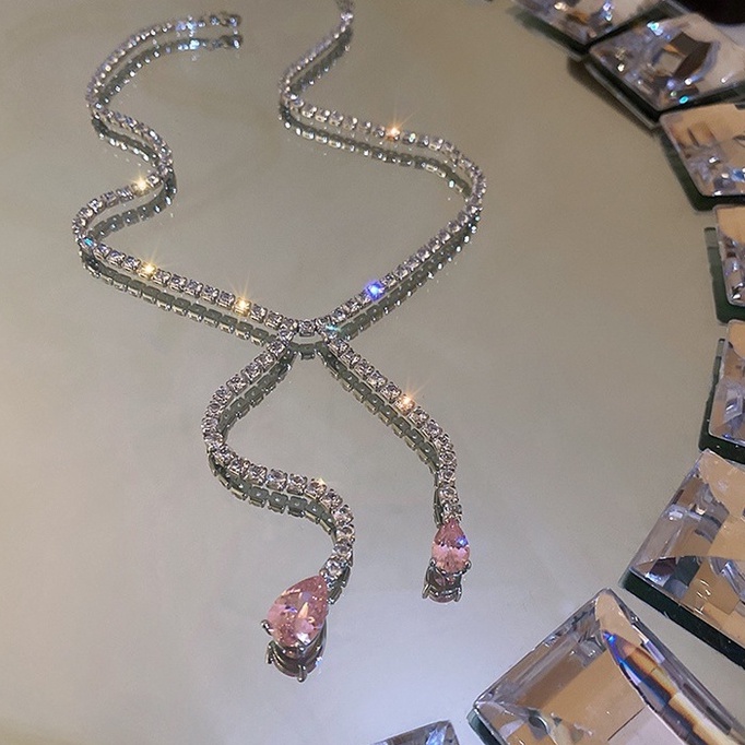 Dây Chuyền Thiết Kế Tua Rua Kim Cương Lấp Lánh Phong Cách Mới Cho Nữ