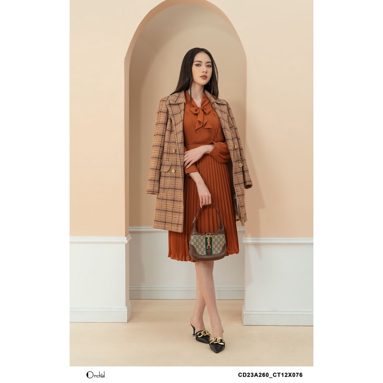 Áo khoác Mangto nữ chất vải dạ kẻ cao cấp Orchid CD23A260 | BigBuy360 - bigbuy360.vn
