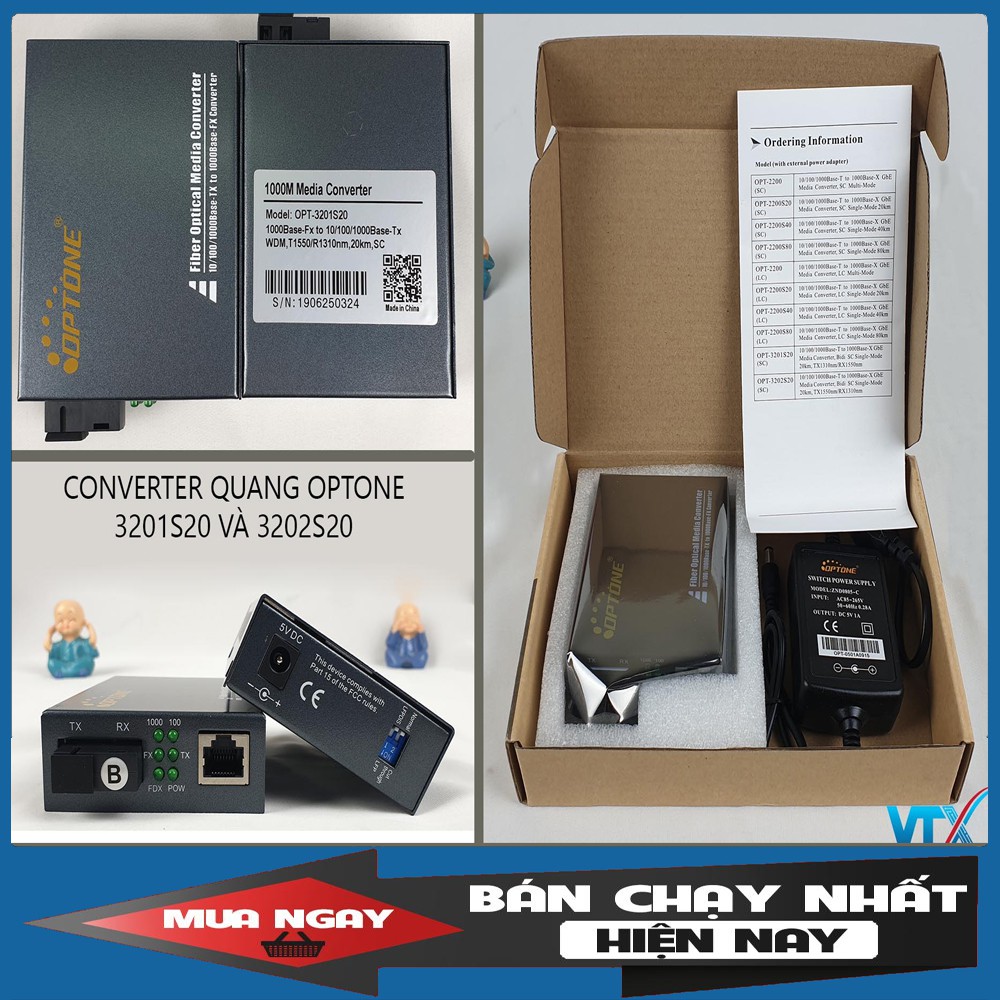 [Giá Tốt] Converter Quang Optone 1 sợi OPT-3201S20 - Chính Hãng - Giá 1 chiếc