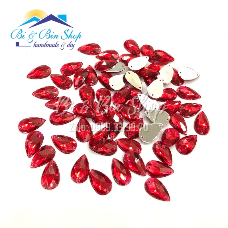 72 Viên Đá Kết Giọt Nước 11x18mm Đính Kết Trang Phục Thời Trang, Làm Phụ Kiện Handmade
