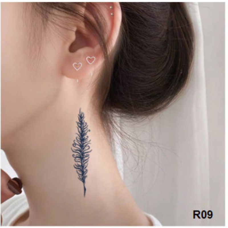 Hình xăm dòng chữ r09. Xăm dán tatoo mini tạm thời, size &lt;10x6cm