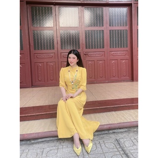 Đồ Lam Đi Chùa # Mẫu lụa sẫm cúc ngọc # Quần Áo Nữ