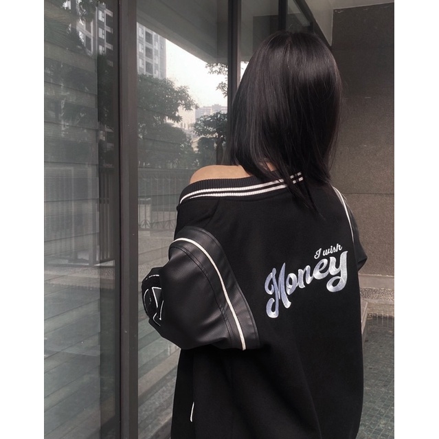 👏🏼 Áo khoác da 😗 varsity jacket MONEY | ÁO KHOÁC UNISEX NAM NỮ FIT 40-75KG