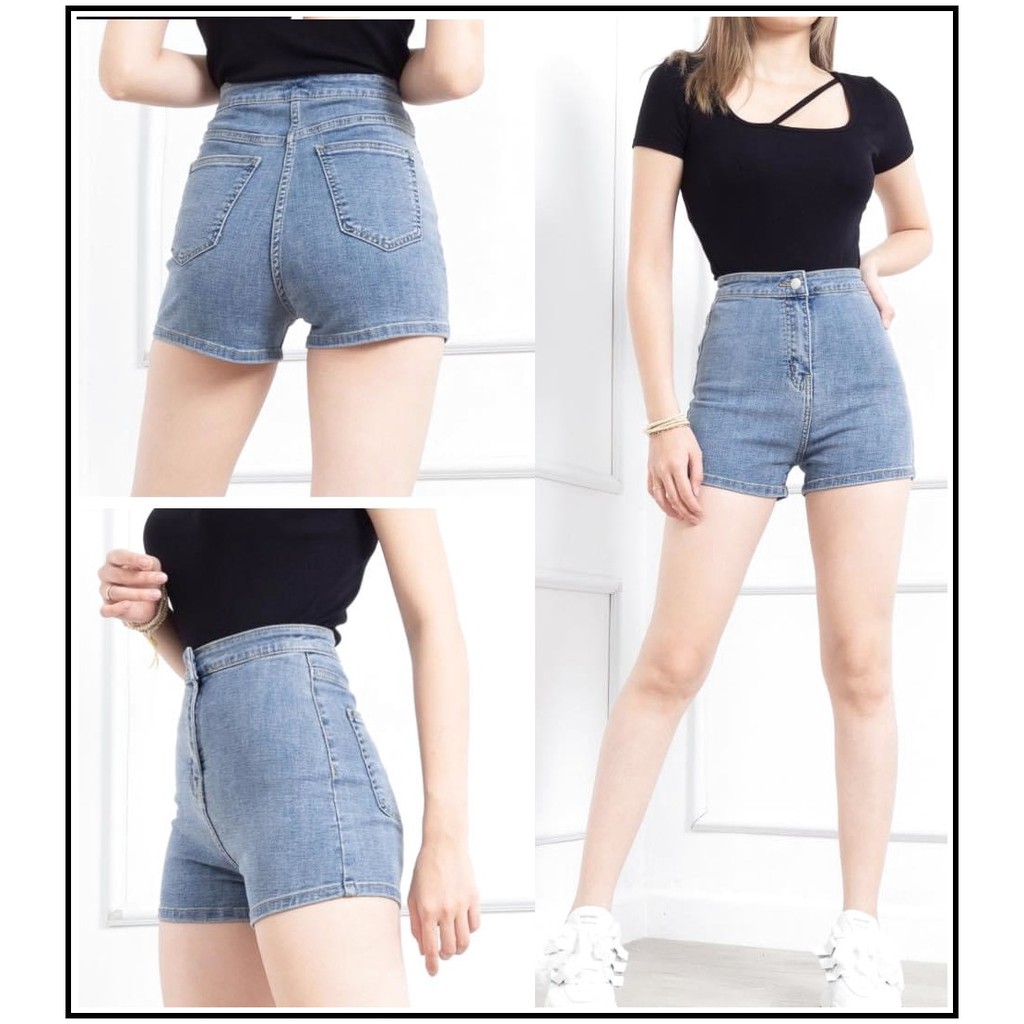 Quần SHORT jean nữ kiểu KHÔNG ĐAI không túi trước chất jean GIÃN tốt PELA2-7