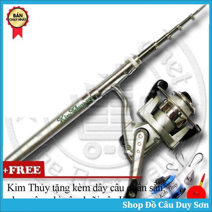 Bộ Cần Câu Bút Du Lịch KT Mini M1 Silver 100cm + Kèm Máy câu đứng + Dây câu, Phao câu, Chì câu, Lưỡi câu