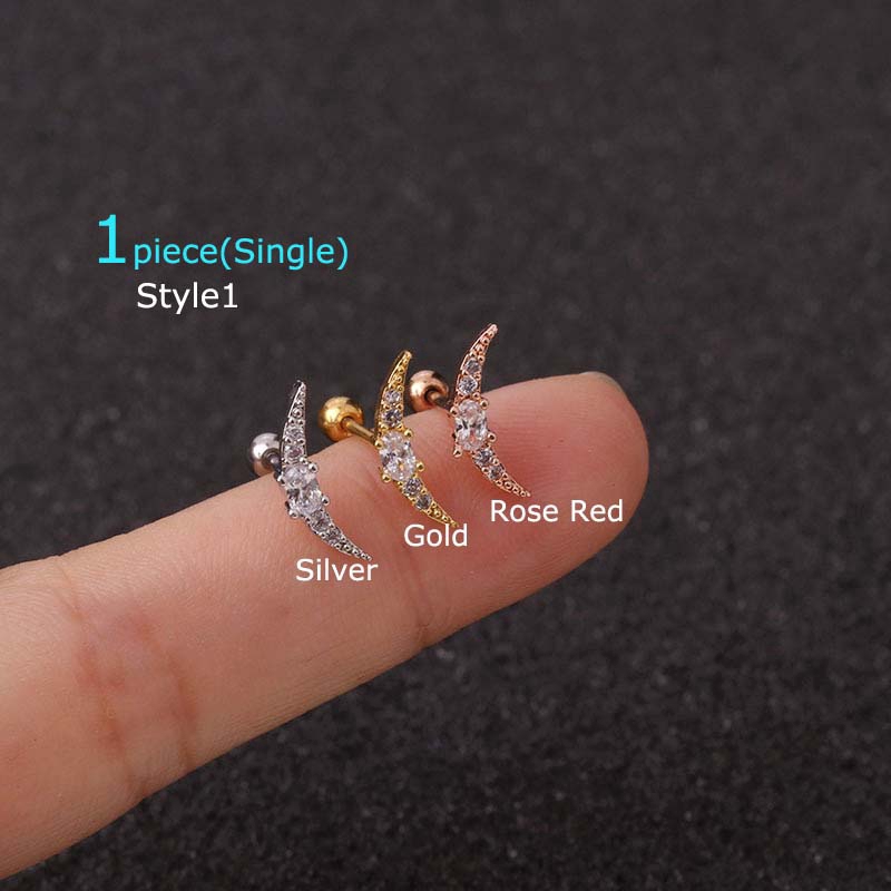 1 Khuyên Tai Bằng Thép Không Gỉ Đính Đá Zircon