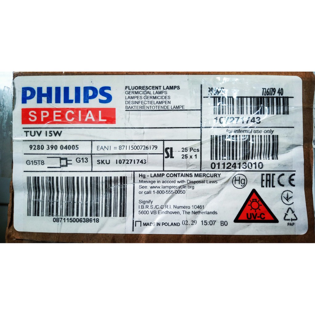 Bóng UV Philips TUV 15W/G15 T8