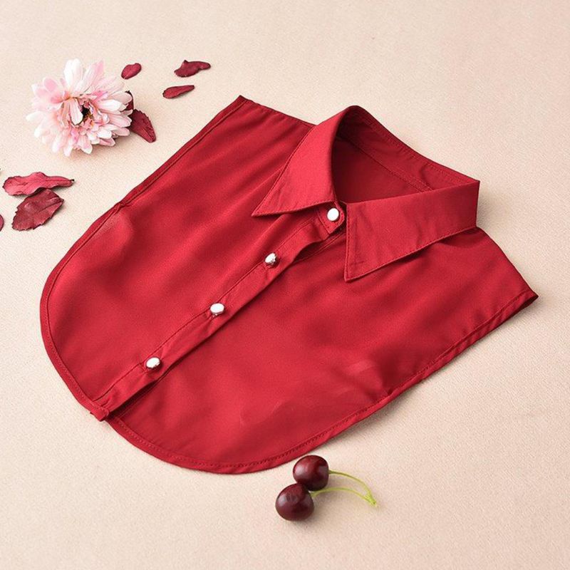 Yoii Áo Sơ Mi Nửa Cổ Rời Màu Trơn In Họa Tiết Kẻ Ô Có Thể Tháo Rời Cho Nữ