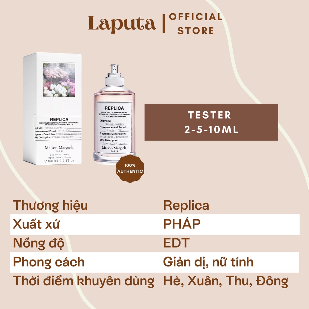 Nước Hoa Nữ Maison Margiela Replica Flower Market Laputa, vial mẫu thử mini 2ml, 5ml, 10ml