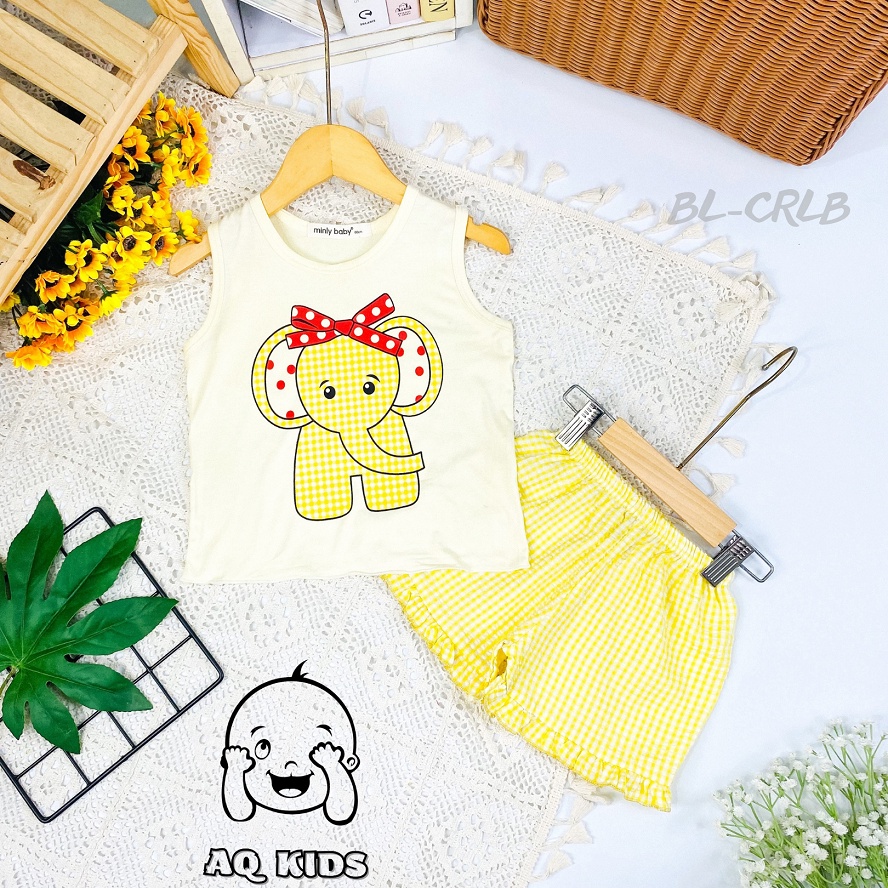 [Bé 7-32kg] Bộ Quần áo Ba Lỗ MINLYBABY Chính Hãng Cho Bé Gái, Bộ Bánh Bèo Bé Gái Unibaby BLCRLB