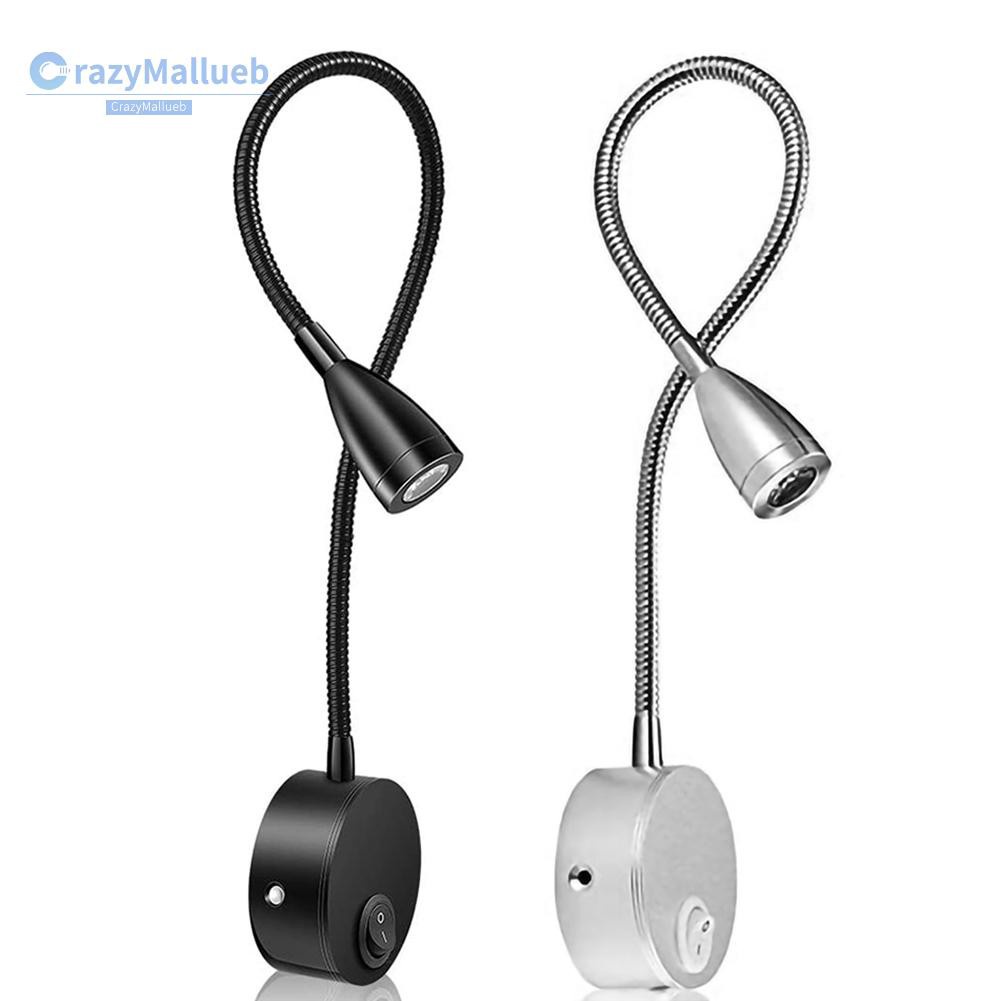 Crazymallueb❤LED Flexible Gooseneck Spotlight 360 Degree Rotation Bedside Switch Lamp❤Lighting