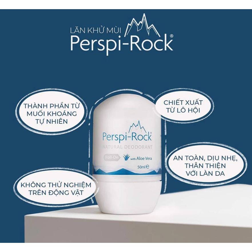 Lăn Khử Mùi Hôi Dưới Cánh Tay Perspi-Rock Natural Roll On Deodorant 50ml [che tên sp khi giao hàng]