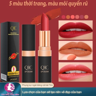  son nội địa trung Son dạng ống màu đen QIC 6 màu Chống dính cốc mờ dưỡng ẩm môi dưỡng môi mỹ hương làm hồng môi son dưỡng ẩm 