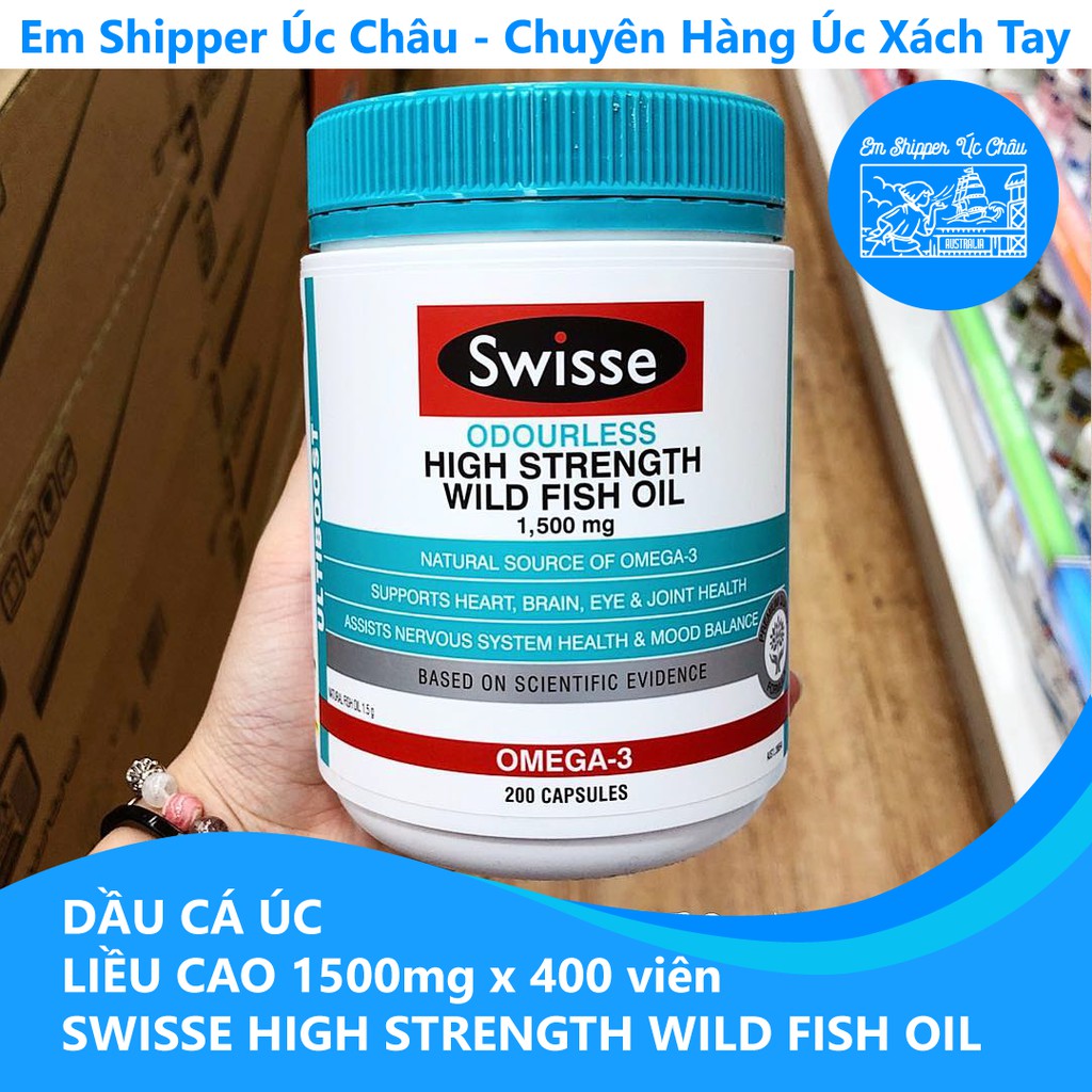 Dầu Cá Liều Cao 1500mg - SWISSE - 400/200 Viên - Chất Lượng cao