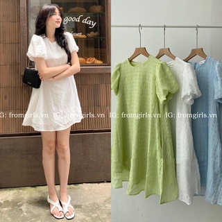 Váy babydoll tay phồng, đầm babydoll vải xốp không bị nhăn 2 lớp - V89