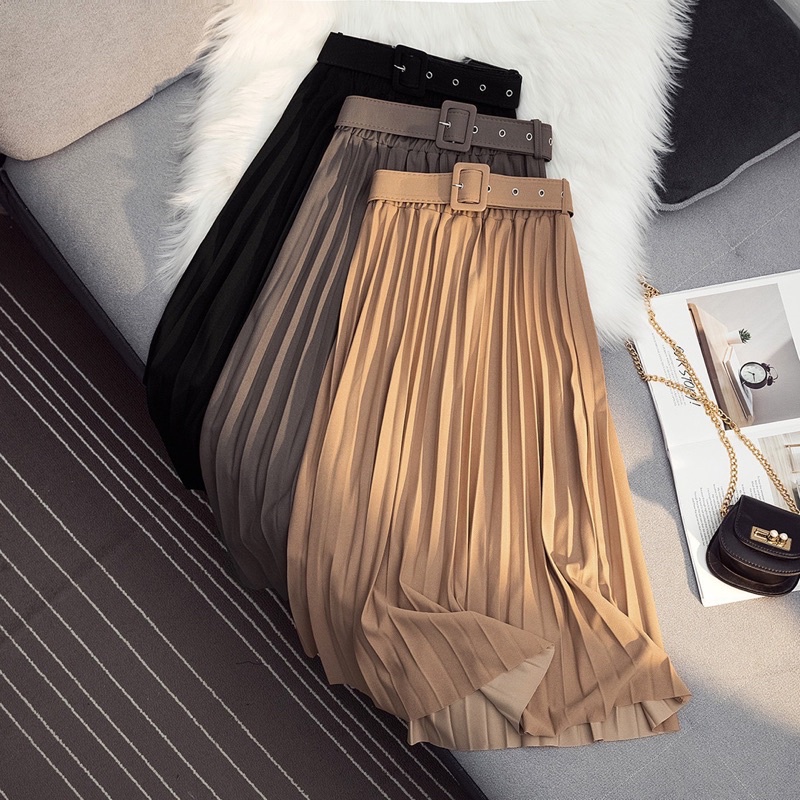 [ Hàng QC] Chân Váy Xếp Ly Dài Kèm Đai Loại 1 | BigBuy360 - bigbuy360.vn