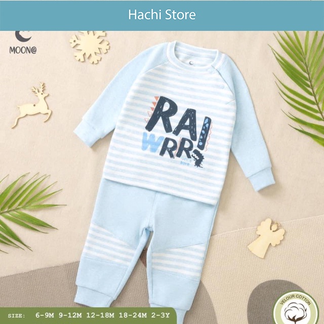 Bộ nỉ cho bé trai, gái, bộ nỉ thu đông cài vai hàng chính hãng Moon@ 2020 - vải nỉ - size từ 6 tháng - 3 tuổi