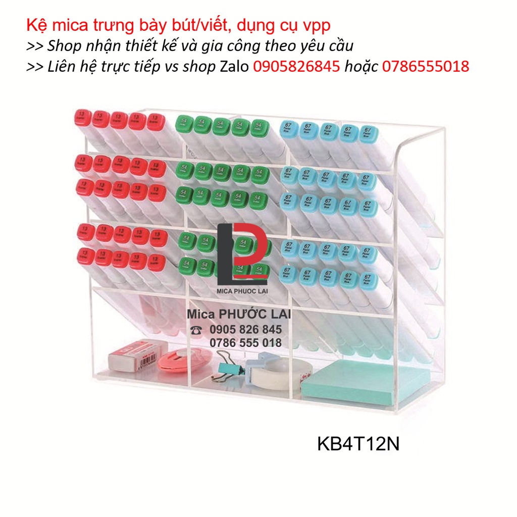 Kệ mica trưng bày bút/ viết, dụng cụ vpp