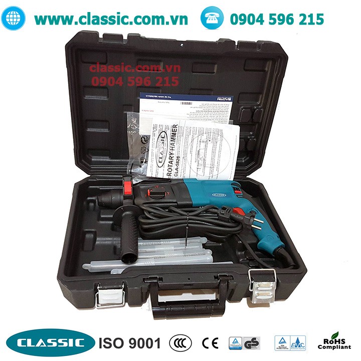 Máy khoan bê tông 3 chế độ Classic 800w khoan sắt, gỗ, tường, bê tông, đục