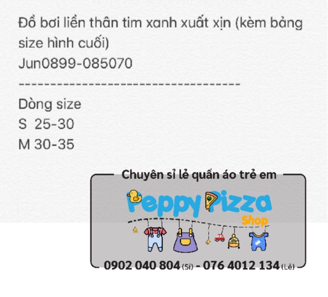 Đồ bơi liền thân tim xanh xuất xịn (kèm bảng size hình cuối) Teikel Shop