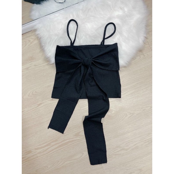 Áo 2 dây nơ Vải Xốp có giãn (KÈM HÌNH THẬT)