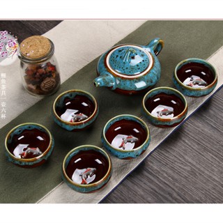 BỘ ẤM CHÉN NGỌC HÌNH CÁ CHÉP 3D CAPU019