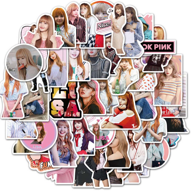 Set 50 Miếng Dán Hình Nhóm Nhạc Blackpink Dễ Thương Dùng Để Trang Trí Xe Ô Tô / Laptop / Ván Trượt