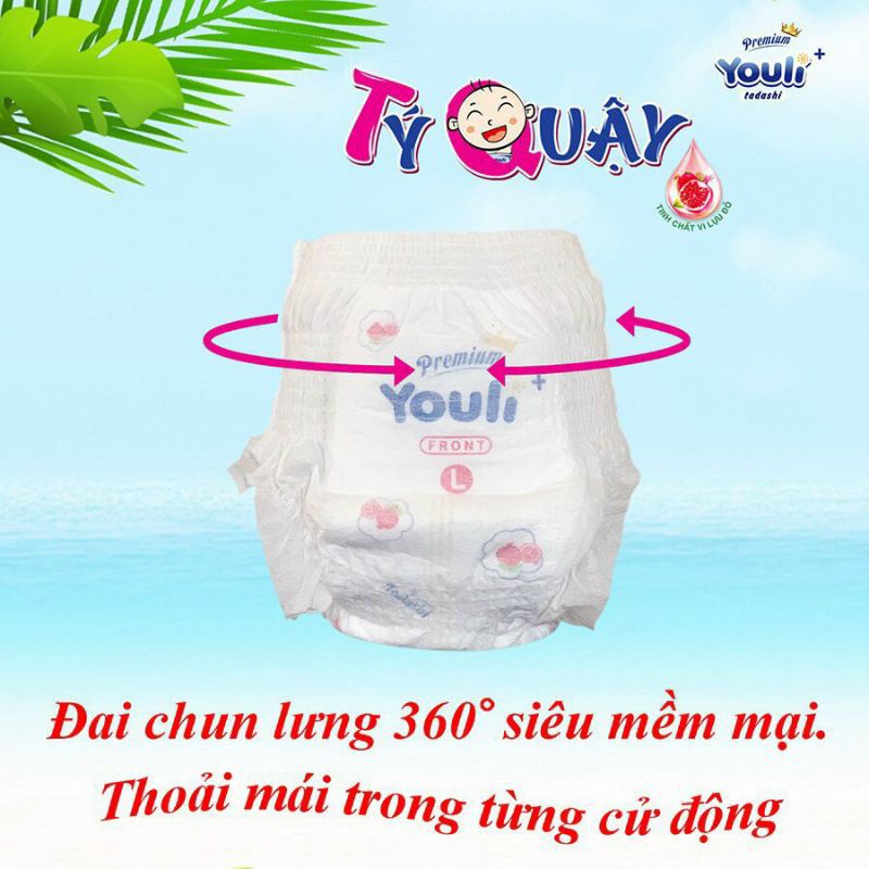 Tã Bỉm YOULI TÝ QUẬY ORGANIC dán/quần đủ size S72/M66/L60/XL54/XXL50/XXXL46