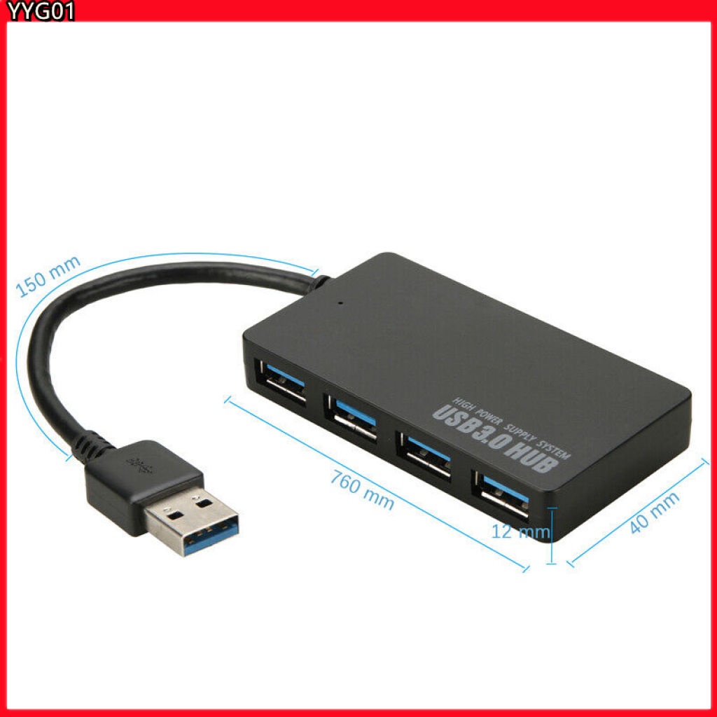 Hub chia 4 cổng USB 3.0 tốc độ cao 5 Gbps cho MacBook PS3 Xbox PC Laptop