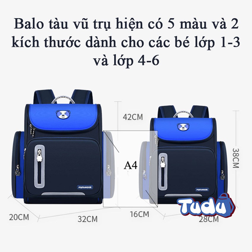 Xả kho mẫu cũ Balo Đi Học Tudu, Ba Lô Trẻ Em Học Sinh Tiểu Học, Mẫu Nâng Cấp Phi Thuyền Dung Tích Lớn CN181