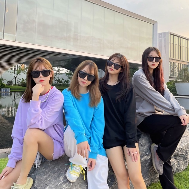 Áo Sweater Trơn Chất Nỉ Bông Dày Dặn Form Rộng Freesize Unisex