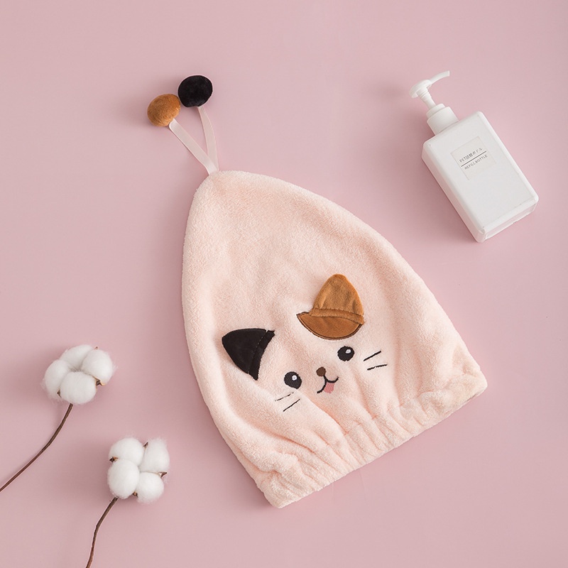 Mũ làm khô tóc thấm hút nước tốt chất lượng cao Khăn Mũ Trùm Đầu Cotton Làm Khô Tóc Siêu Thấm Hút Sau Khi Tắm Cho