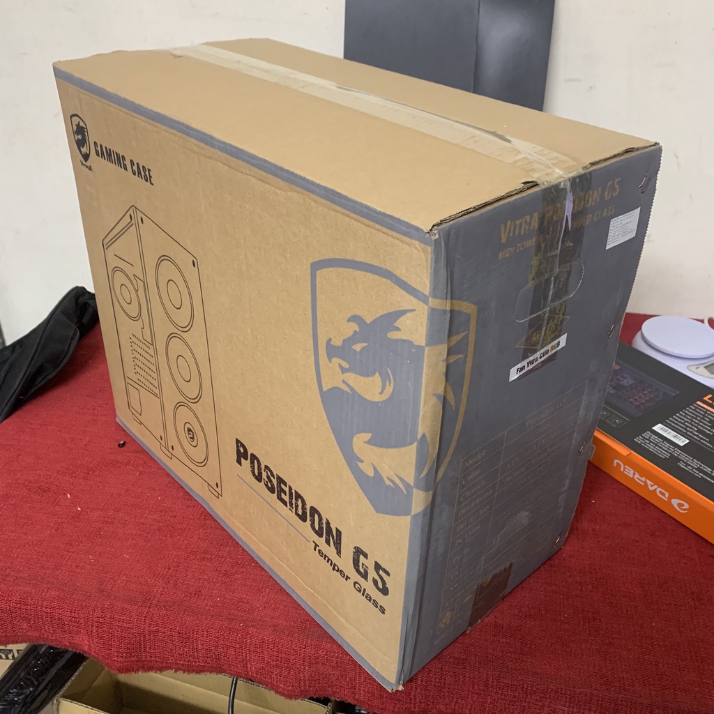 Vỏ case máy tính Vitra Poseidon G5- Kèm 3 fan Led RGB/ 2 mặt kính