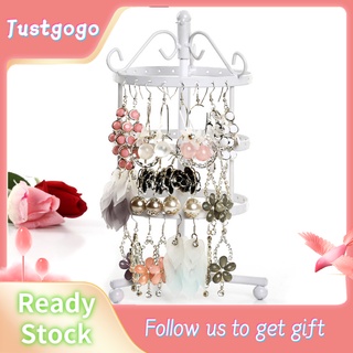 Creative 3 Tiers 72Holes Rotatable Earring Organizer Display Stand Metal Jewelry Holder
