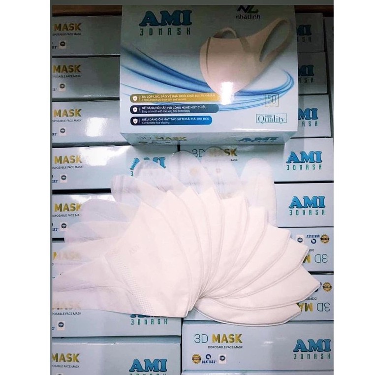 Khẩu Trang AMI 3D MASK Hộp 50c Kháng Khuẩn ,Ngăn Bụi Mịn, Bảo Về Đường Hô Hấp  - HOT 🔥🔥🔥 | BigBuy360 - bigbuy360.vn