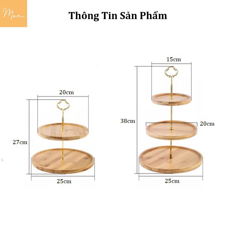 Khay gỗ tròn 2 tầng, 3 tầng để bánh kẹo hoa quả