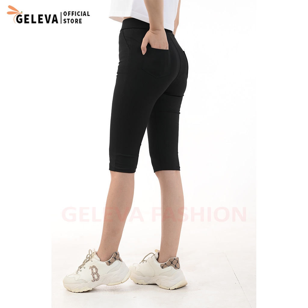 Quần legging lửng ngố nữ vải Umi Hàn Cao cấp dày dặn co dãn Geleva LEG427