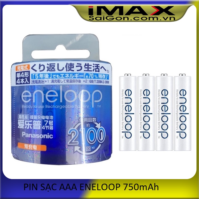 PIN SẠC AAA ENELOOP 750MAH, VỈ 4 VIÊN, NHẬT NỘI ĐỊA