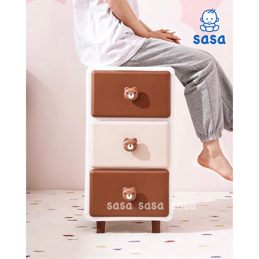 Tủ ngăn kéo nhiều tầng gấu Brown &amp; Cony có cả 3 - 4 - 5 tầng - Kệ tủ đựng đồ chơi, quần áo, vật dụng cho bé