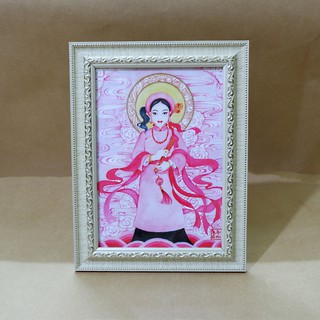 Tranh cô Chín để bàn 17,5x22,5cm chất liệu vải phủ bóng + khung composite xịn xò