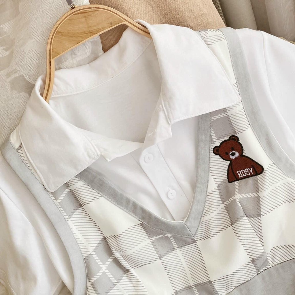 Set áo 3 món xinh xắn 💖FREESHIP💖 áo polo kèm áo gile mix chân váy chữ A AD99 | BigBuy360 - bigbuy360.vn