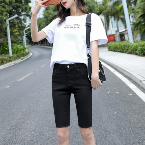 Quần ngố jean nữ bò giấy skinny, quần ngố bò legging nữ lưng cao, cạp 1 khuy vải co giãn 4 chiều - Mia Shore