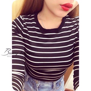 Áo thun gân croptop tay dài