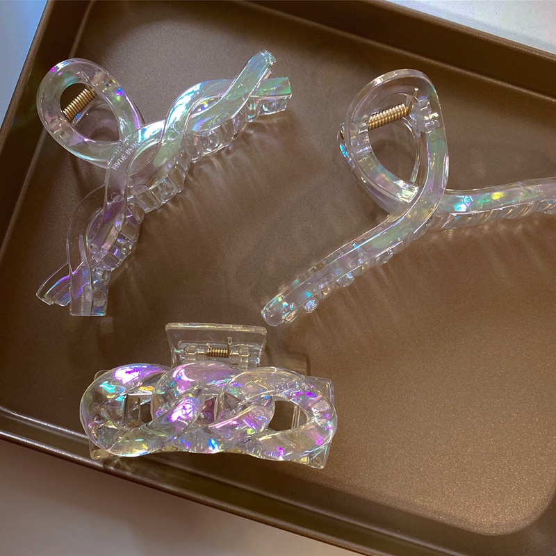 Kẹp Tóc Càng Cua Bằng Acrylic Trong Suốt Nhiều Màu Kiểu Hàn Quốc Thời Trang Cho Nữ Vintage Laser Mermaid color Cross Hair Claw